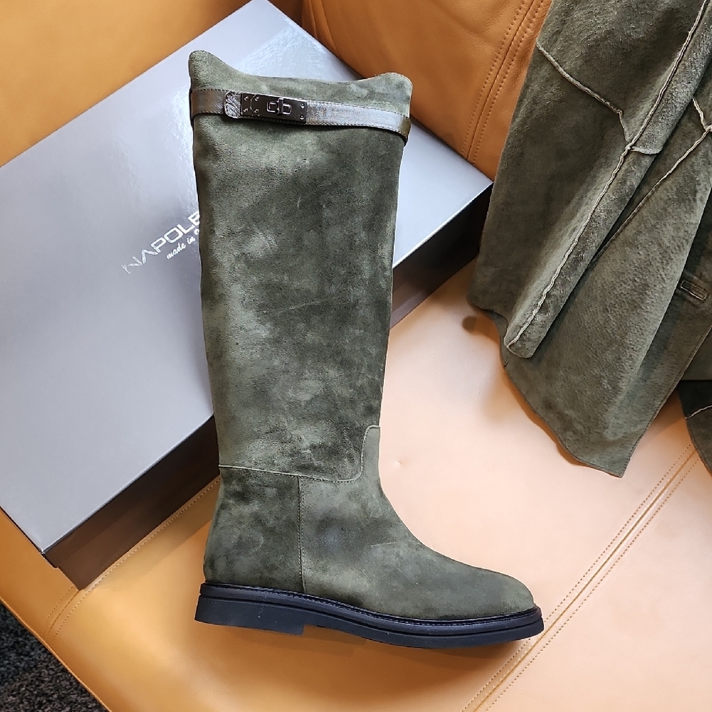 🇮🇹Olive Green Suede Women's Boots🇮🇹